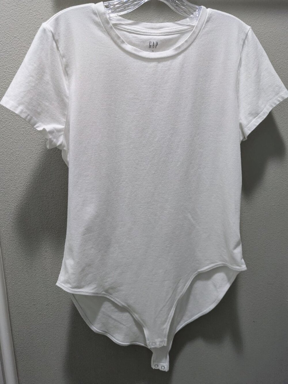 GAP Women's White Short Sleeve Crew Neck Snap Crotch Bodysuit Size XL